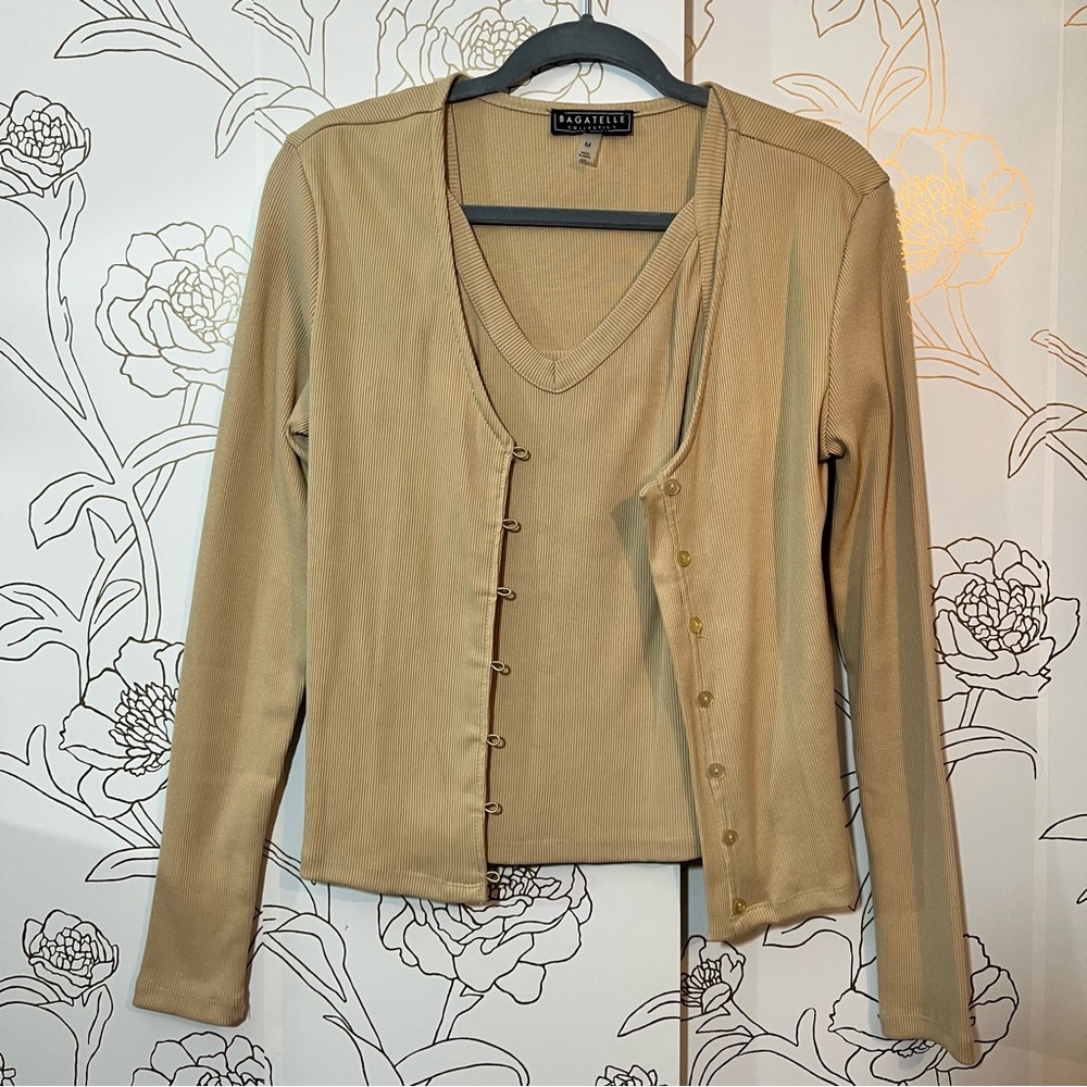 Bagatelle light brown top and cardigan set